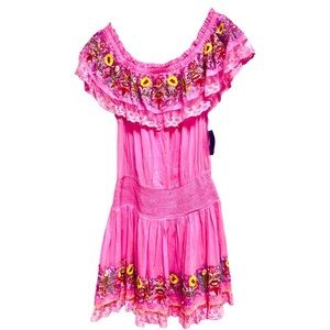 Boston Proper Pink Embroidered Sequined Dress